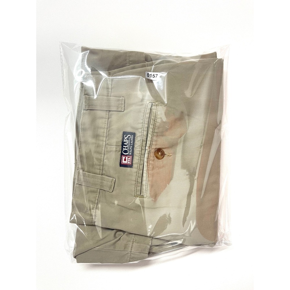 Vintage 90s Chaps Ralph Lauren Mens Khaki Chino Shorts Tan Cotton Size 34 - Picture 16 of 16